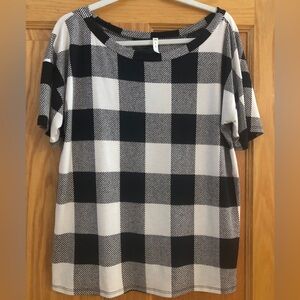mts EUC Blouse Checkered Black/Off White M